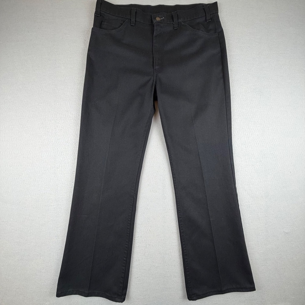 Vintage Levis 517 Sta Prest Mens 36x33 Talon 42 70s Black Pants Boot Cut USA